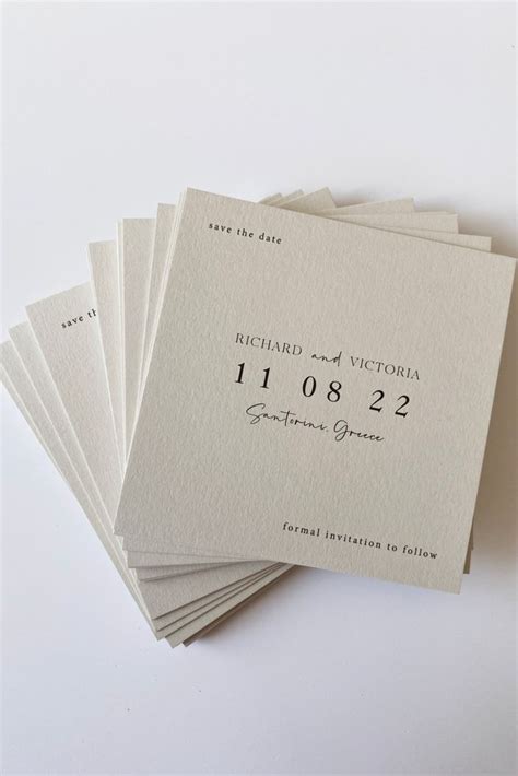 Five Wedding Cards With The Names And Date Printed On Them