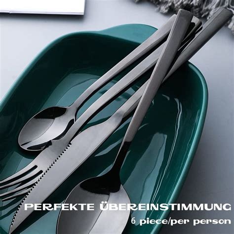 Design Besteck Set Personen Teilig Edelstahl Schwarz Kaufen Auf