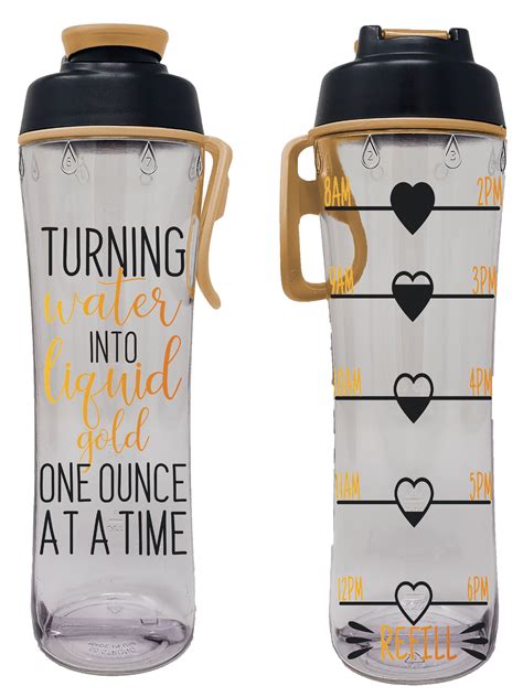 Bpa Free Reusable Water Bottle With Time Marker Motivational Fitness