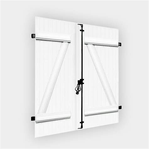 Volet battant PVC 2 vantaux H215 x L100 cm blanc à barres et écharpes