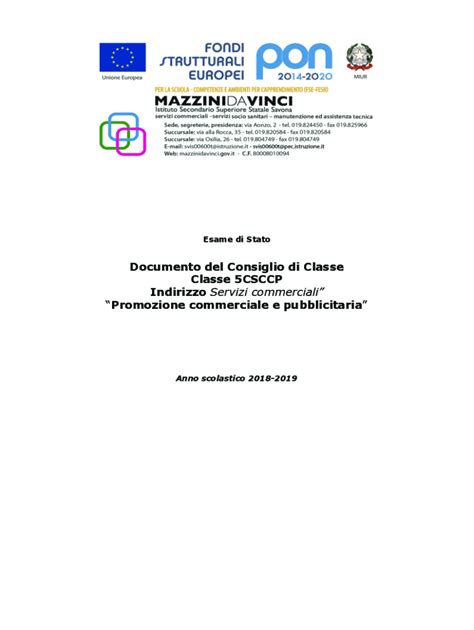 Compilabile Online Esame Di Stato Documento Del Consiglio Di Classe