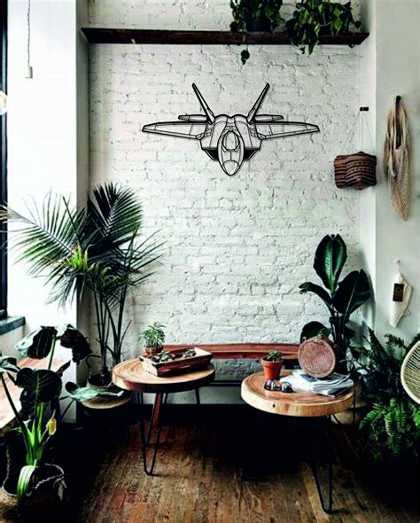 F-22 Raptor Angle Silhouette Metal Wall Art, Aircraft Wall Decor, Metal ...