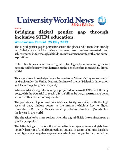 Pdf Bridging Digital Gender Gap Through Inclusive Stem Education