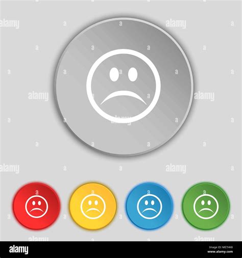 Sad Face Sadness Depression Icon Sign Symbol On Five Flat Buttons