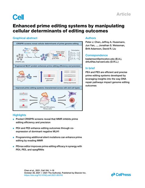 Pdf Enhanced Prime Editing Systems By Manipulating Cellular