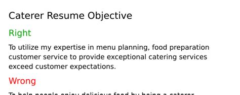 Top 17 Caterer Resume Objective Examples Resumecat