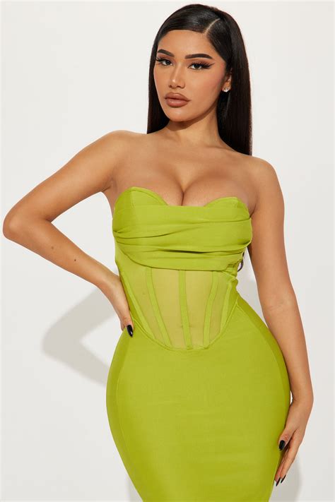 Melisa Bandage Midi Dress Lime Fashion Nova Dresses Fashion Nova