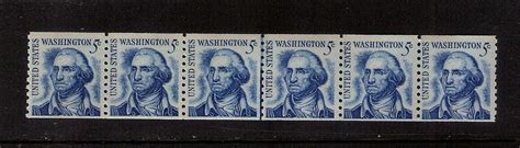 Us Stamp George Washington Cent Coil Line Strip Of Mint Nh