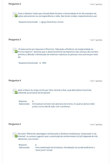 Introdução à educação a distância Avaliação Introdução à Educação a