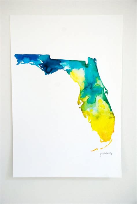 Florida Watercolor Map | Etsy - Watercolor Florida Map | Printable Maps