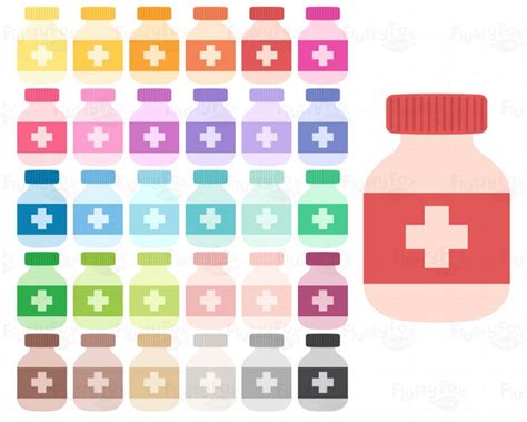 Medicine Bottle Clipart Pill Bottles Clip Art Tablet Etsy