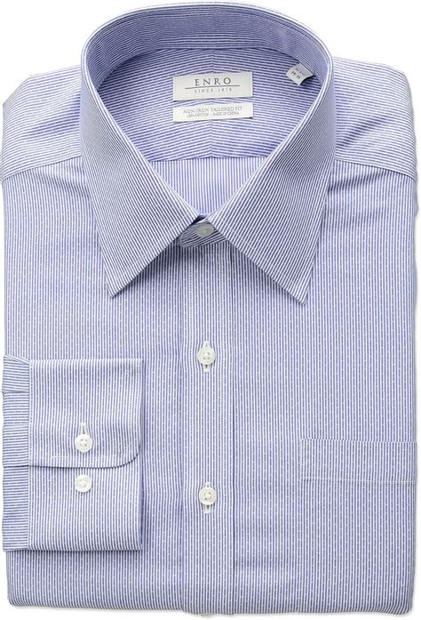 Enro Mens Tailored Fit Non Iron Cotton Dobby Stripe Dress Shirt Blue