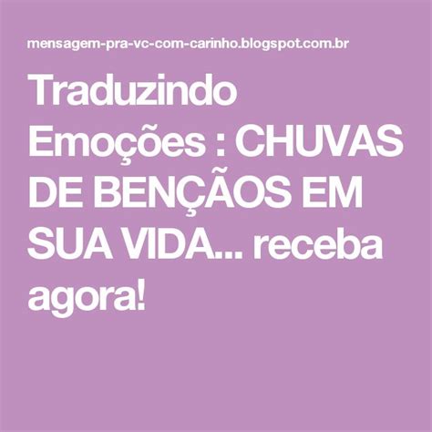 Traduzindo Emo Es Chuvas De Ben Os Em Sua Vida Receba Agora