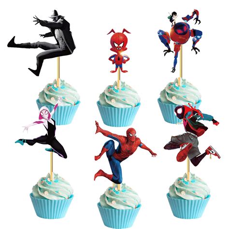 Buy Spiderman Cupcake Toppers Spider Man Into The Spider Verse Theme