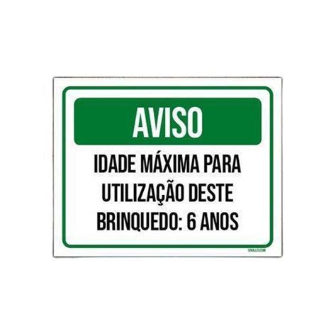 Kit 10 Placas Aviso Idade Máxima Utilização Brinquedo 6 Anos Submarino