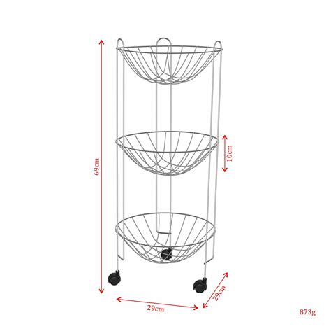 Fruteira Cestos Tripla Rod Zio Cromado Plug Lar Tudo Para Sua