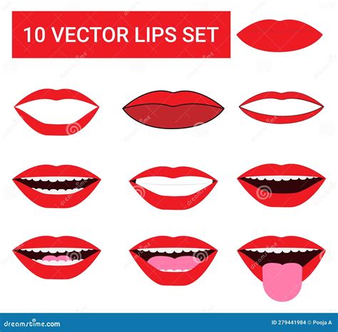 Set Of 10 Lips Vector Collection Of 10 Vector Lips Stock Vector