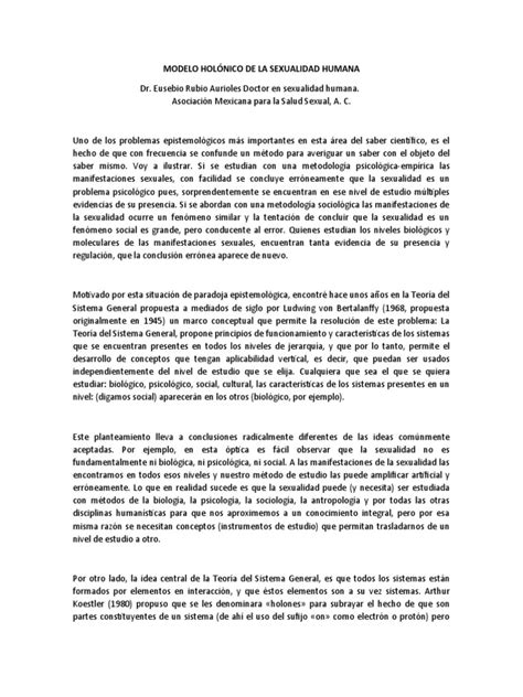 Modelo Holónico De La Sexualidad Humana Pdf Amor Sexualidad