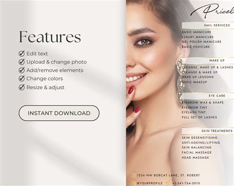 Editable Price List Template Beauty Price List Template Price List