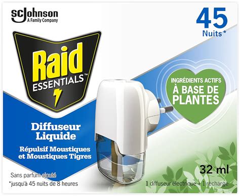 RAID ESSENTIALS DIFFUSEUR ÉLECTRIQUE LIQUIDE ANTI MOUSTIQUES DIFFUSEUR