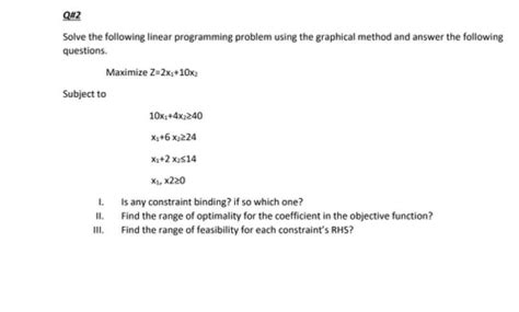 Answered Solve The Following Linear Programming… Bartleby