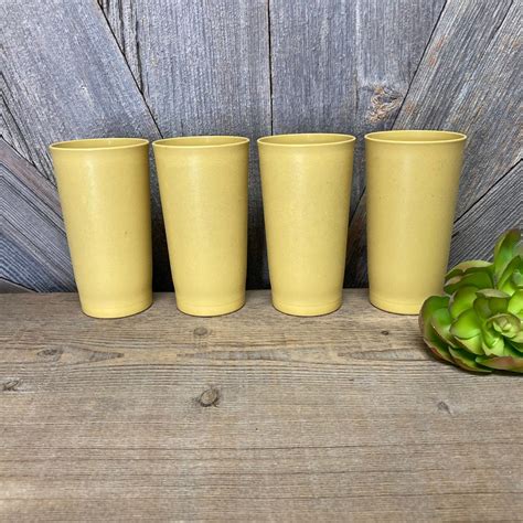 4 Vintage Tupperware Tumblers Tall Cups Glasses Plastic Tupper Etsy