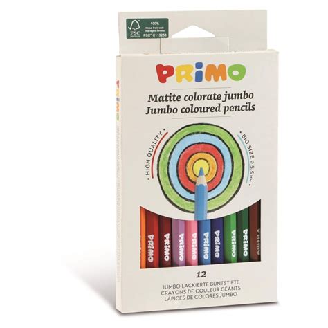 Stock Bureau PRIMO Boite De 12 Crayons De Couleur Jumbo Mine 5 5mm