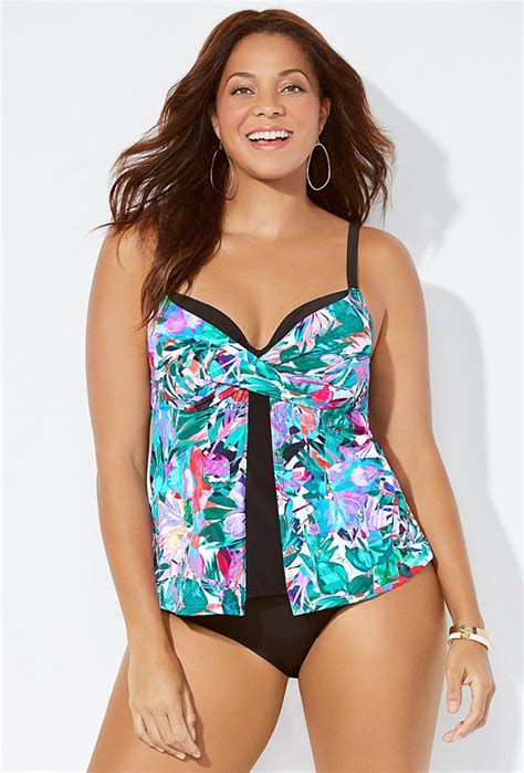 Faux Flyaway Underwire Tankini Set Underwire Tankini Tops Women