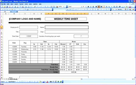 10 Timesheet Excel Template - Excel Templates