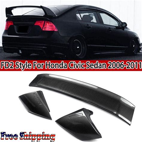 Carbon Look Abs Fd Style Rear Trunk Spoiler Lip For Honda