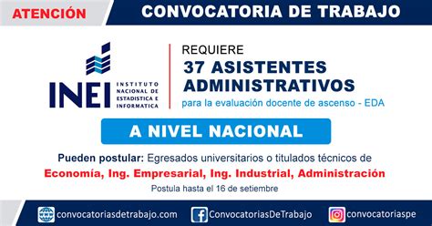 Convocatoria Inei Asistentes Administrativos Bolsa De Trabajo