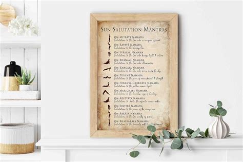 Sun Salutation Mantras Surya Namaskar Mantras Yoga Wall Etsy