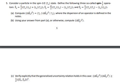 Solved Consider A Particle In The Spin Z State Chegg