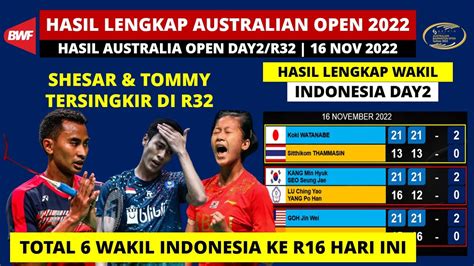 Hasil Lengkap Australia Open Hari Ini Day Shesar Tommy Kalah