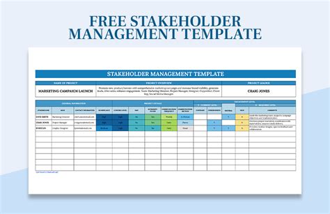 Free Stakeholder Management Template Google Sheets Excel Template Net