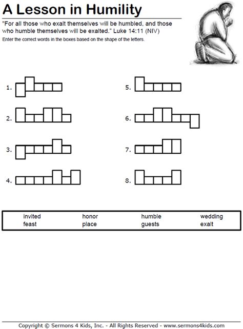 A Lesson In Humility Word Shape Puzzle Words Shape Puzzles Word