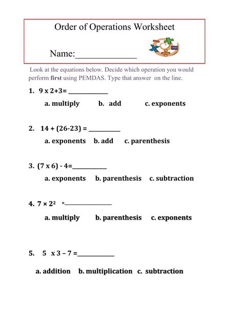 Order Of Operations Interactive Worksheet For 6 7 Order Of Operation Worksheets