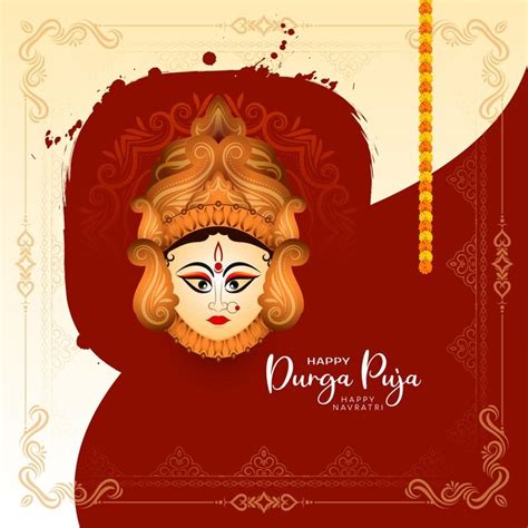 Durga Puja 및 Happy Navratri 여신 Durga 숭배 축제 배경 디자인 무료 벡터