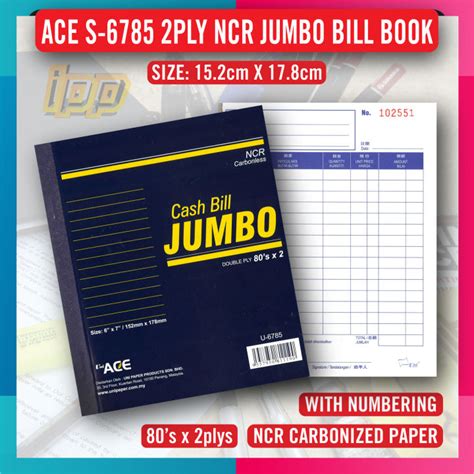 Uni Ace Jumbo Cash Bill Book Ncr Ply Cm X Cm Buku Bil Tunai