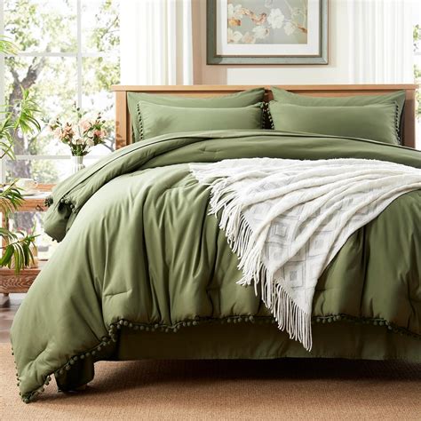 Amazon Anluoer Full Comforter Set Piece Olive Green Bed In A