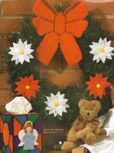 Poinsettia Wreath Angel Tissue Christmas Plastic Canvas Pattern