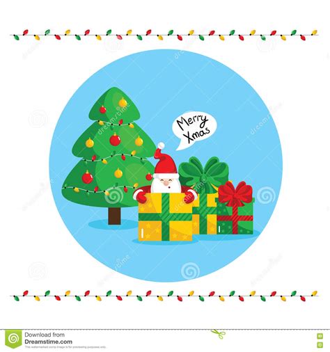 Merry Christmas Greeting Card With Santa Claus Stock Vector