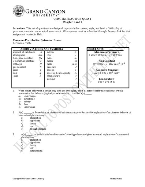 CHM 113 PQ1 Ch1 Ch2 08232023 CHM 113 PRACTICE QUIZ 1 Chapter 1 And 2