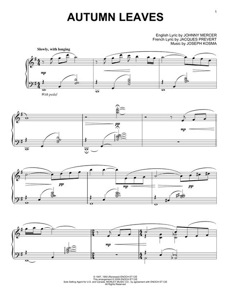 Autumn Leaves Arr Phillip Keveren By Bill Evans Sheet Music For