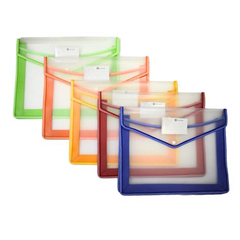 Transparent Colour Goclassik Plastic Button File Folder At