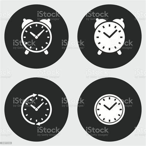 Clock Icon Set Stock Illustration Download Image Now Alarm Art Business Istock