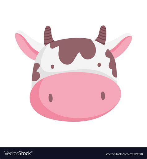 Cute cow face livestock farm animal cartoon Vector Image