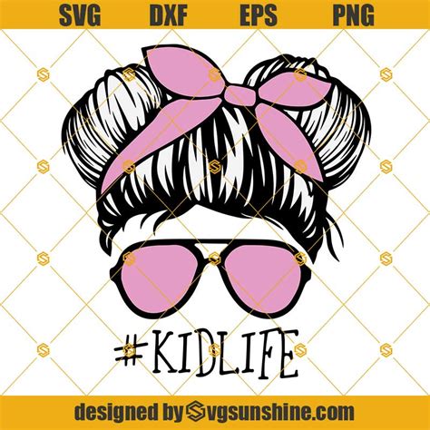 Kid Life Svg Daughter Skull Svg Messy Bun Svg Skull Svg Little Girl