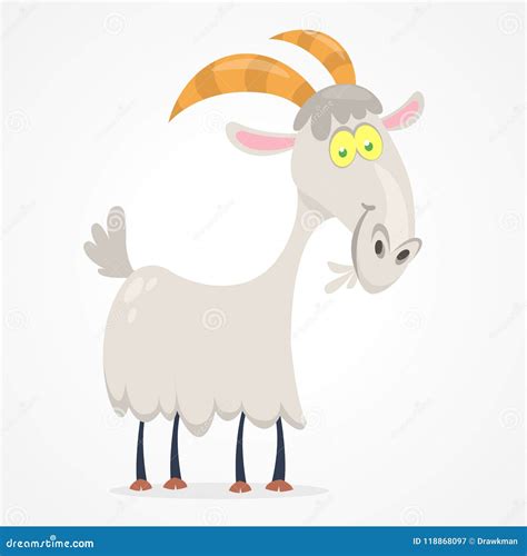 Vector Illustration Of Cute Goat Cartoon Isolated On White Stock