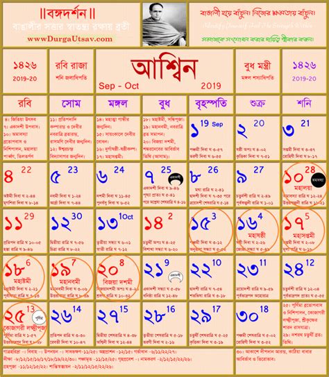 Durga Puja Calendar